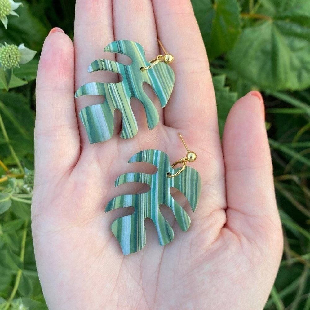 Monstera Leaf Dangle Earrings